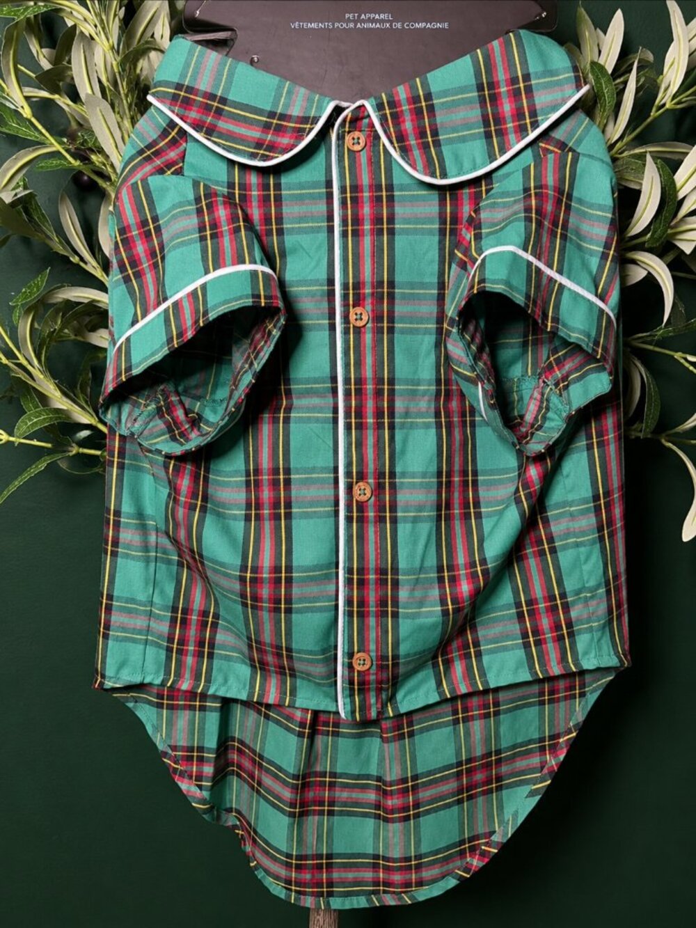 Cynthia Rowley New York Plaid Dog Dress Shirt | XL/TG